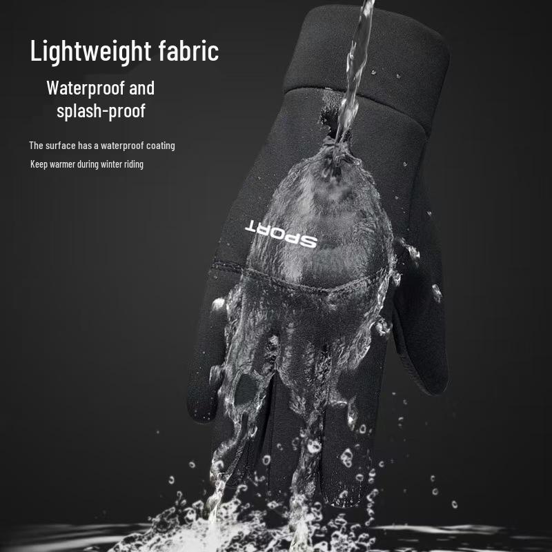 Men's Autumn/Winter Cycling Gloves: Warm, Velvet-Lined, Windproof, Waterproof, Non-Slip, Touchscreen Compatible for Outdoor and Electric Riding.