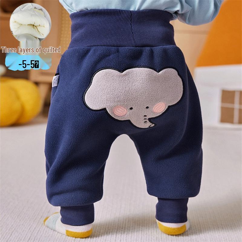 Baby Jungen Winter Fleece Leggings mit hohem Bund und Bauchschutz