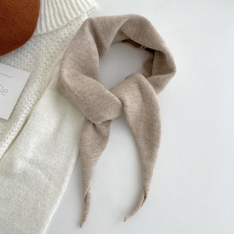 Sweet Knitted French Headscarf Warm Triangle Scarf Women's Korean Versatile Solid Small Shawl Scarf Neck Shoulder Protection