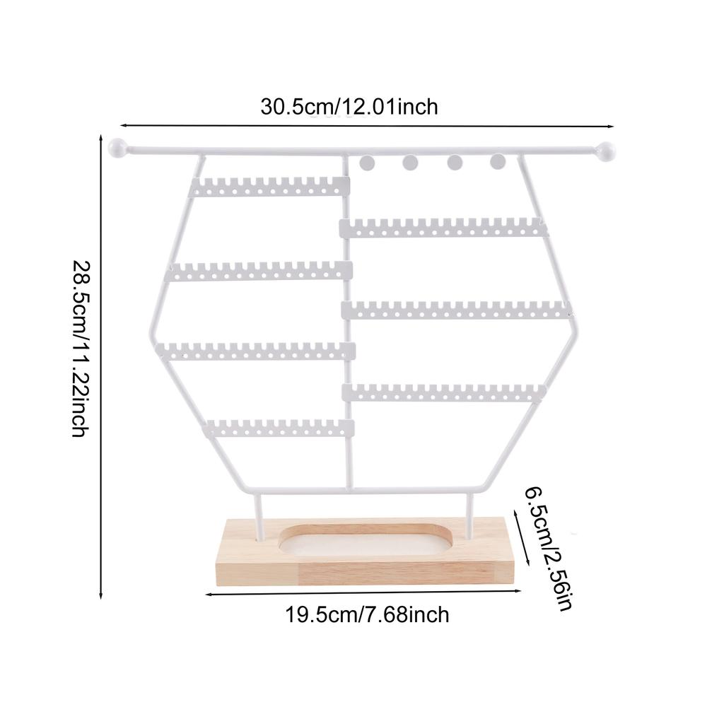 Fashion Metal Hexagonal Jewelry Rack Desktop Pendant Necklace Bracelet Earring Ring Display Storage Stand Counter Showcase Props
