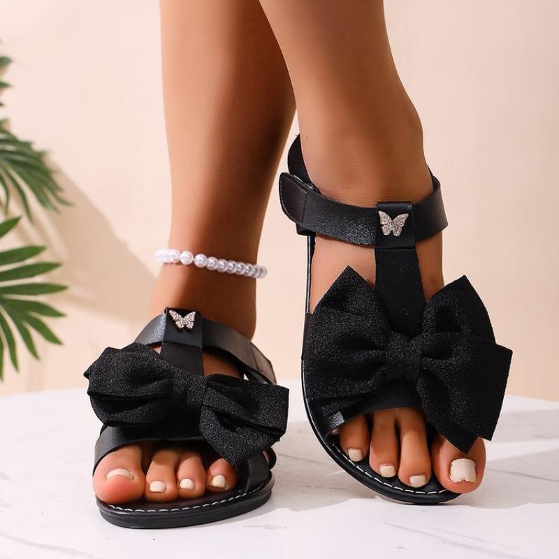 2026 New Women Anti-slip Trend Sandals Summer Lightweight Sandals Fashion Beach Casual Slippers Outdoor Bow Tie Home Flat Shoes