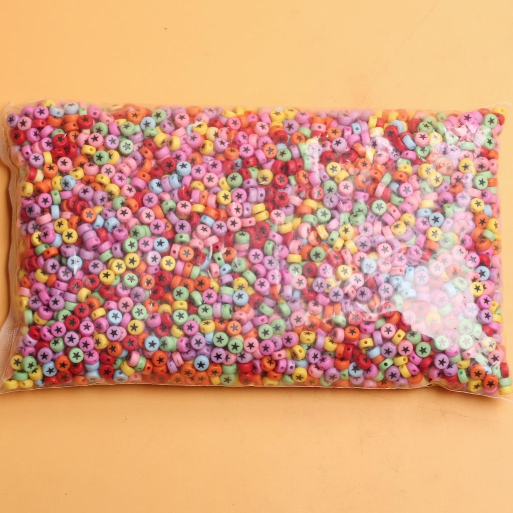 500g about 3300Pcs 4*7mm Fashion DIY Accessories Acrylic Jewellery Making Loose Beads Star Pattern Flat Round Pendant Keychain Earring