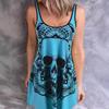 Europäisches und amerikanisches Mode-Rundhals-Ärmelloses Lockeres Westenkleid mit Totenkopf-Print