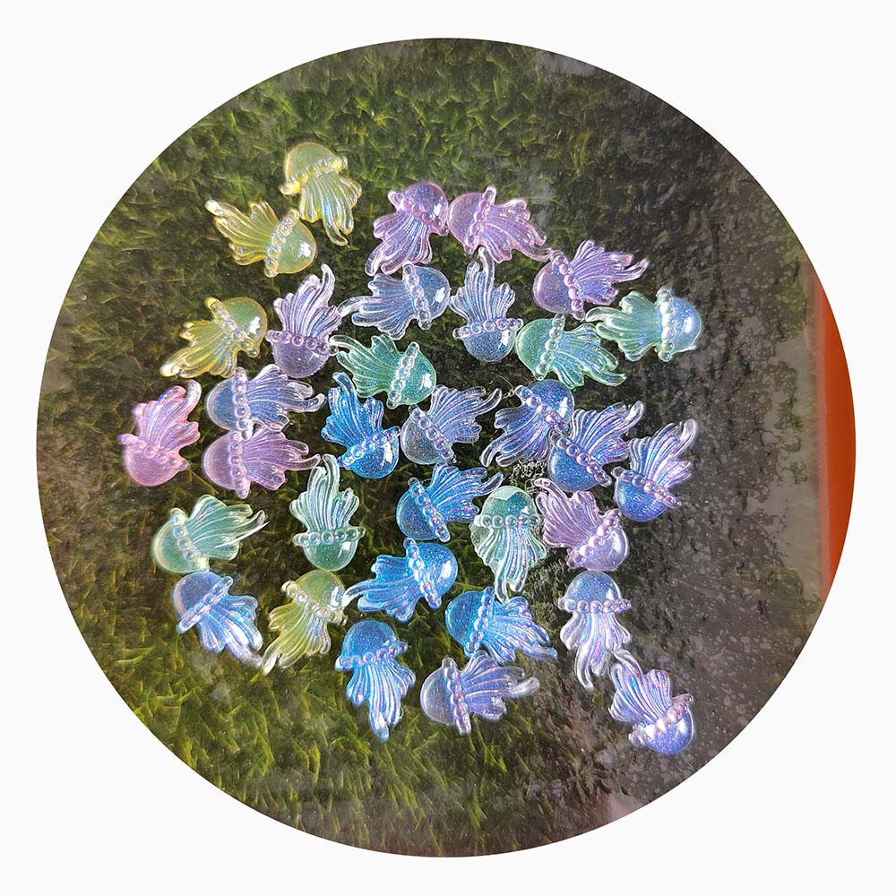 Shiny Jellyfish Resin Flatback Charms Mini Stickers for Nail Art Diy Scrapbook Accessories