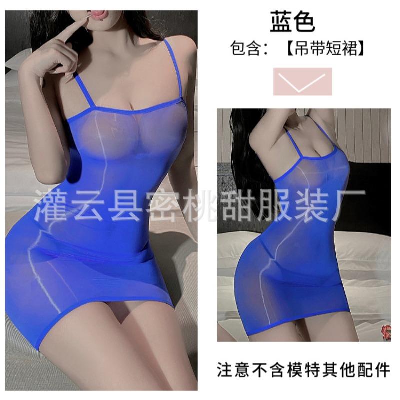 Sexy underwear pure desire transparent suspender hip wrap oily stockings sexy oily see-through tube top short skirt temptation nightdress