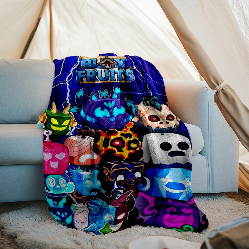 Coperta Stampata Tema Blox Fruits - Perfetta per Divano, Letto, Viaggio e Uso Esterno | Lavabile in Lavatrice, Accogliente e Durevole.