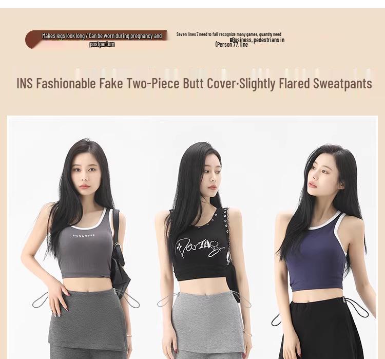 2026 Spring/Summer Maternity Slimming Micro Flare Butt Cover Two-Piece Casual Pants