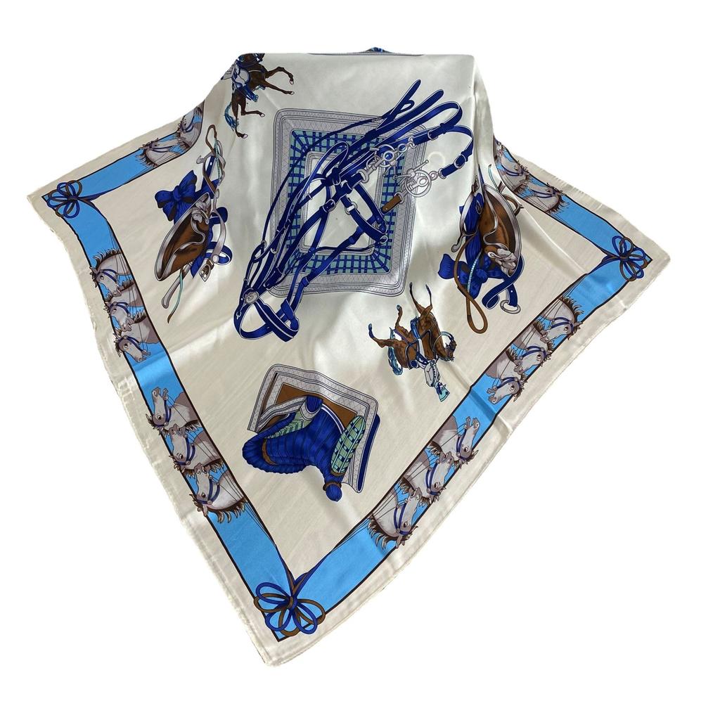 European and American style temperament fashionable small silk scarf simulation silk square scarf 71cm decorative small scarf pattern variety silk sca