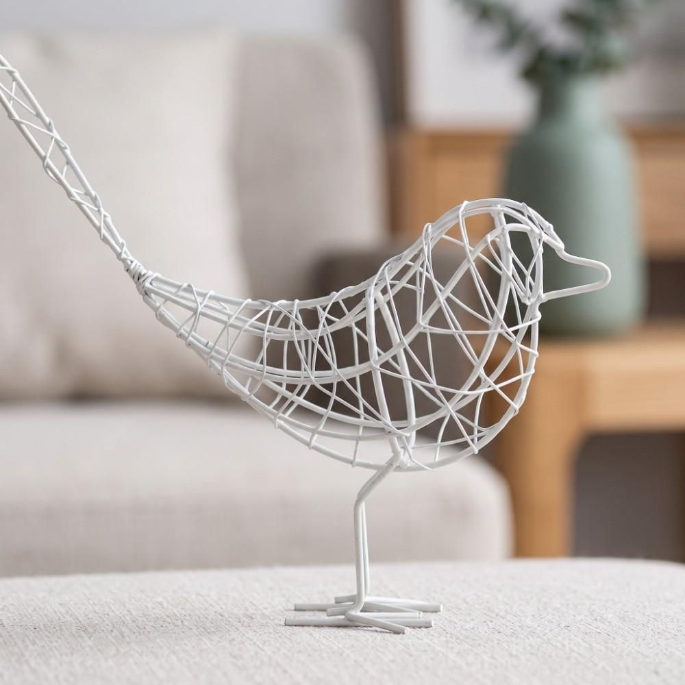 White, Black, Gold Metal Wire Bird Ornament Iron Abstract Bird Wire Craft  Bar Counter Ornament белый