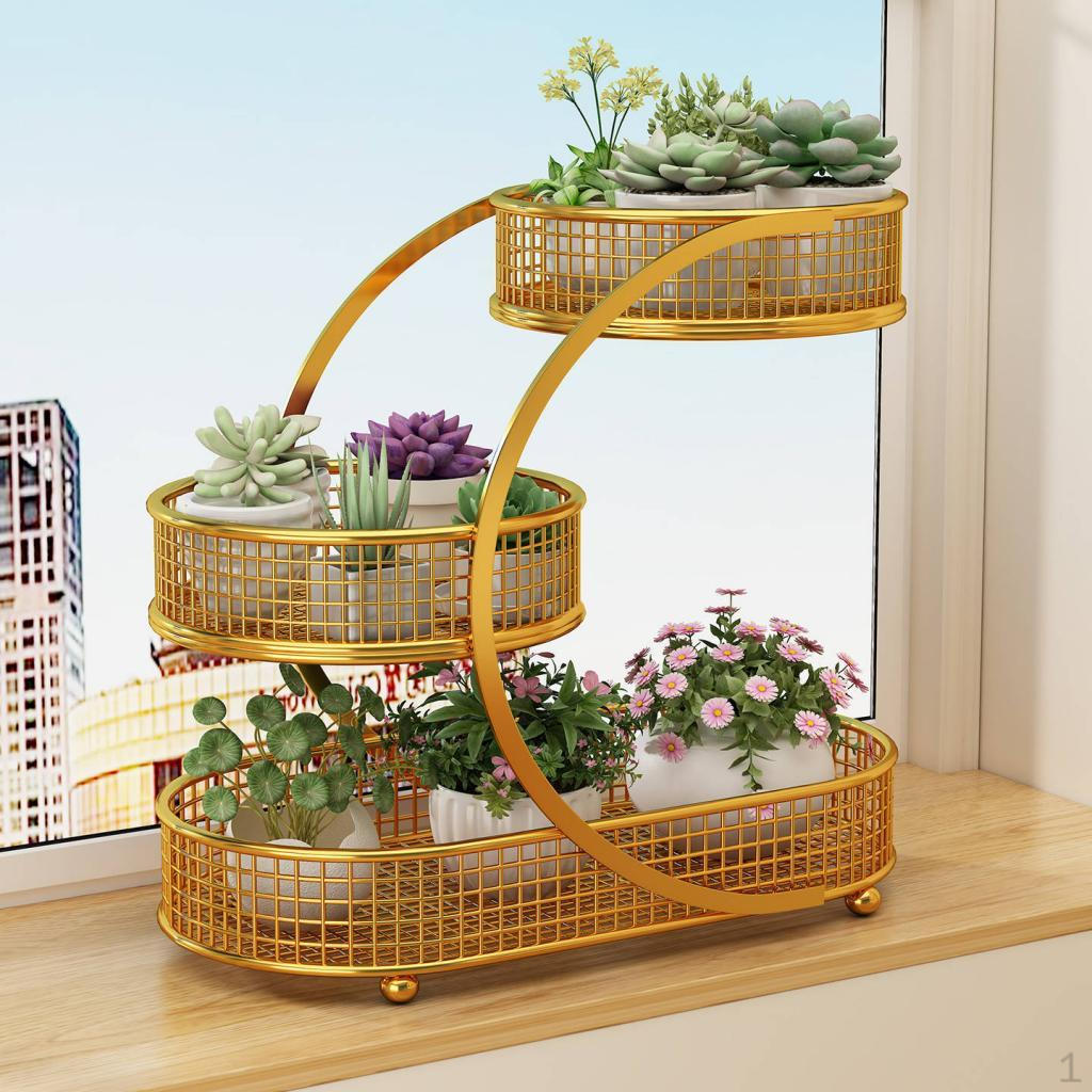 Organizator Decorativ Metalic cu 3 Nivele pentru Fructe, Legume și Gustări pe Bucătărie