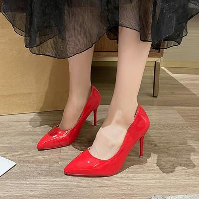 Fashion Temperament 10cm Super High Thin Heels Shoes Women Pumps Pointed Toe Colorful Patent Leather Stiletto Wedding Shoe Size