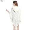 DX~~ Fall/Winter New Knitted Hooded Cape Shawl Monochrome Pullover Cape Knit Hooded Large Shawl