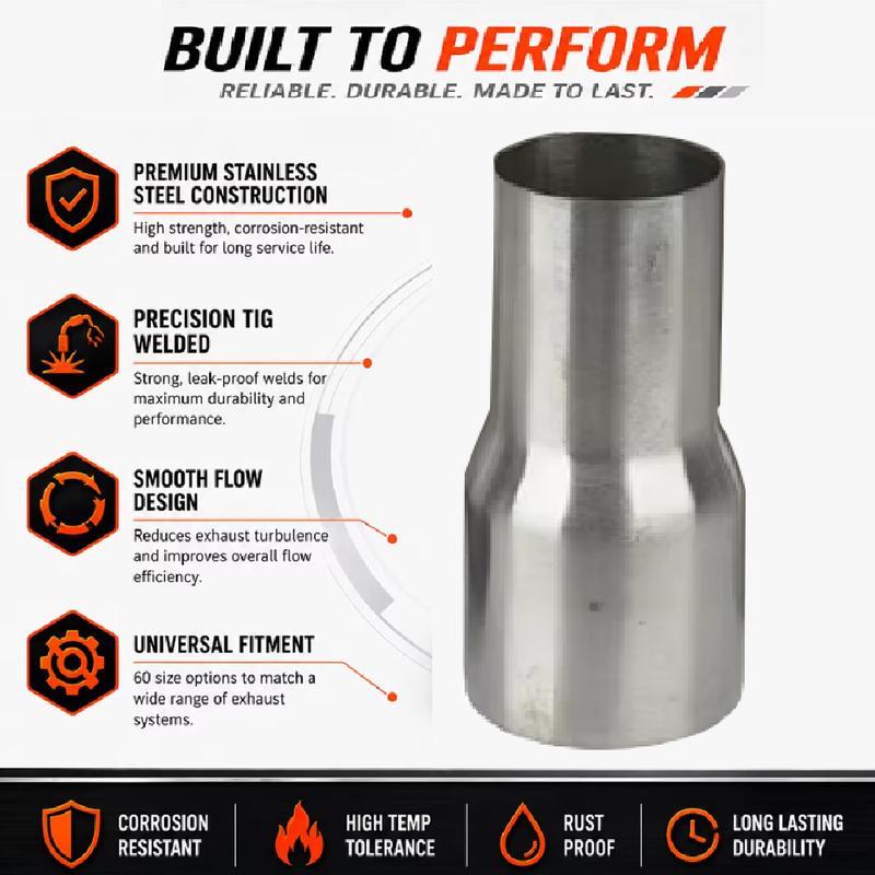 2‑2.25‑2.5‑3 Inch 51‑76mm Exhaust Muffler Reducer Coupler One‑piece Forming Stainless Steel Auto Pipe Connection Adapter Fitting