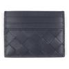 Pristine BOTTEGAVENETA Card Case INTRECCIATO Business Card Holder Navy Leather Used
