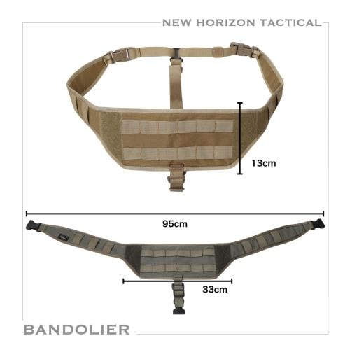 NEW HORIZON BANDOLIER Lightweight Molle Platform CORDURA Bandolier Lightweight Molle Platform for Airsoft, Cordura Nylon (BLACK)