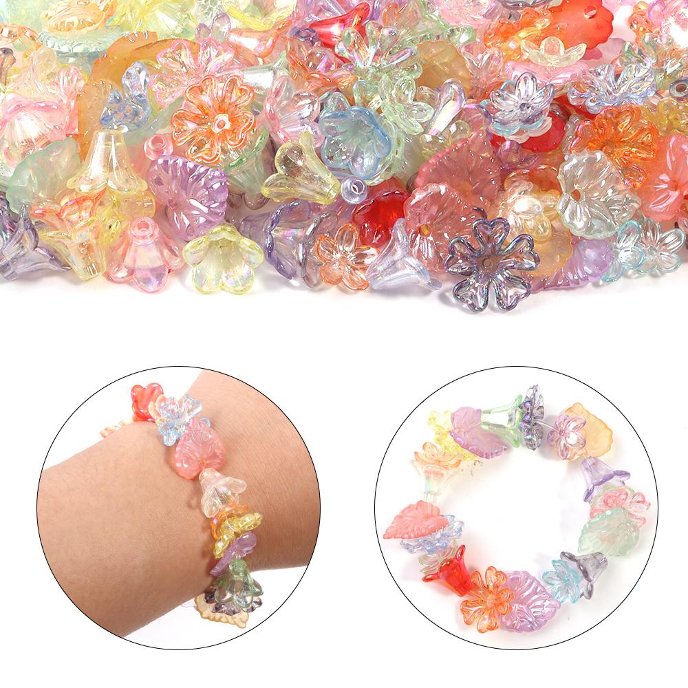 100pcs/lot Candy Color  Acrylic Beads Colorful Multi-shaped Loose Spacer Beads for Necklace Bracelet Jewerly Making Accessories