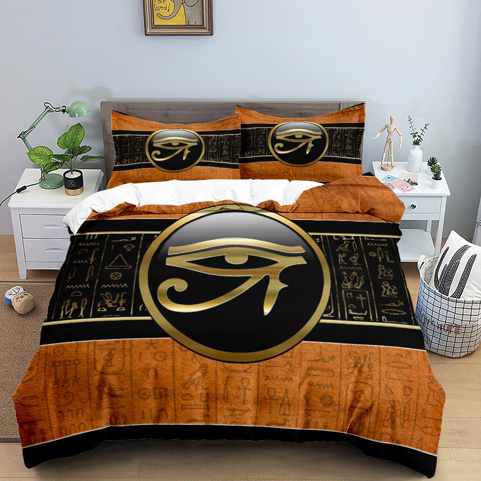 Ancient Egypt Pharaoh King Queen Duvet Cover African Egyptian Style Bedding Set For Teens Adults Black Tribe Ethnic Quilt Cover