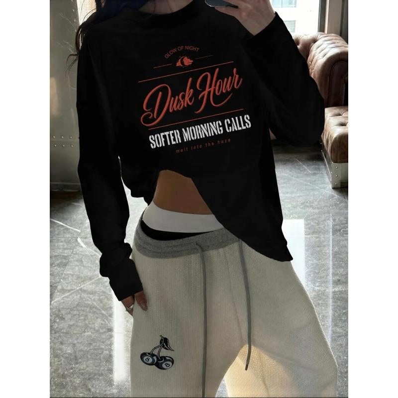 Vintage US Style Long Sleeve Tee, Sweet Minimalist Top, Casual Elegant Shirt for Women