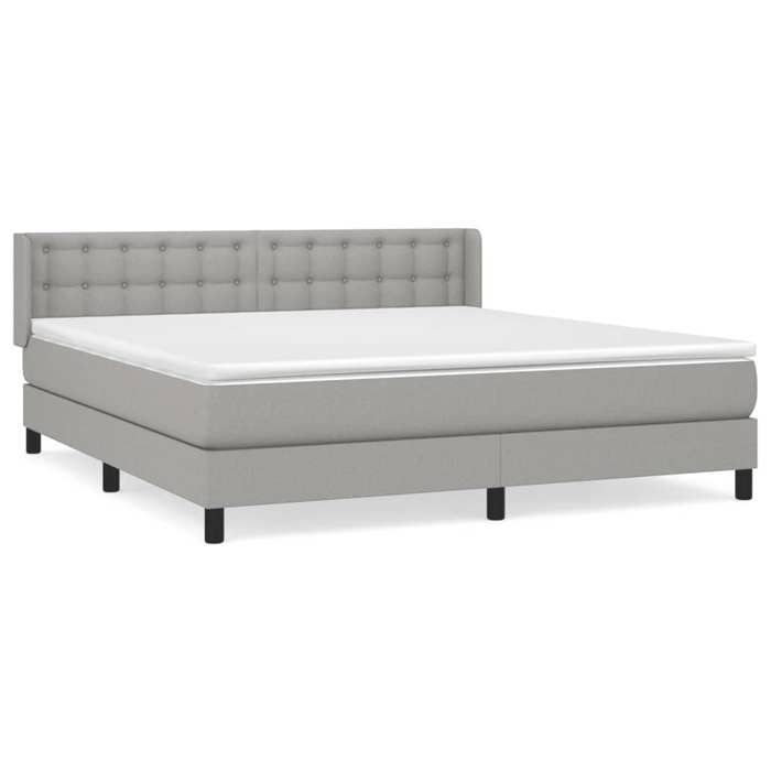 3130049 vidaXL Lit à sommier tapissier avec matelas Gris clair 180x200cm Tissu
