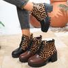 Herbst Grober Absatz Hoher Absatz Große Größe Mode Kurze Stiefel Damenmode Seitenreißverschluss Runde Spitze Martin Stiefel