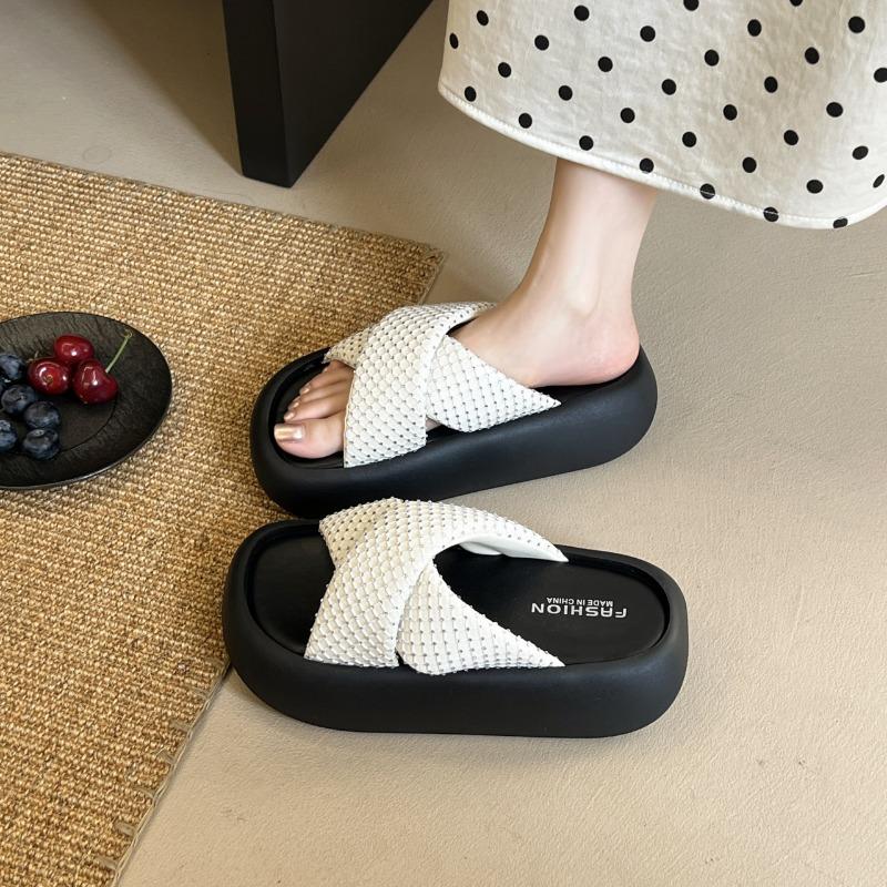 Damen Sommer neue Leder-Sandalen mit dickem Boden für draußen Strand lässig vielseitig Rock rutschfest