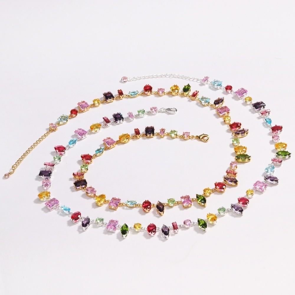 Elegant Crystal Zircon Necklace Colorful Fashion Jewelry Accessory Women