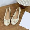 Scarpe da Ballo Basse da Donna Scarpe Casual Retro Fiocco Pelle Verniciata Slip-on Piatte Punta Tonda Bocca Bassa Mocassino Mujer Zapatos
