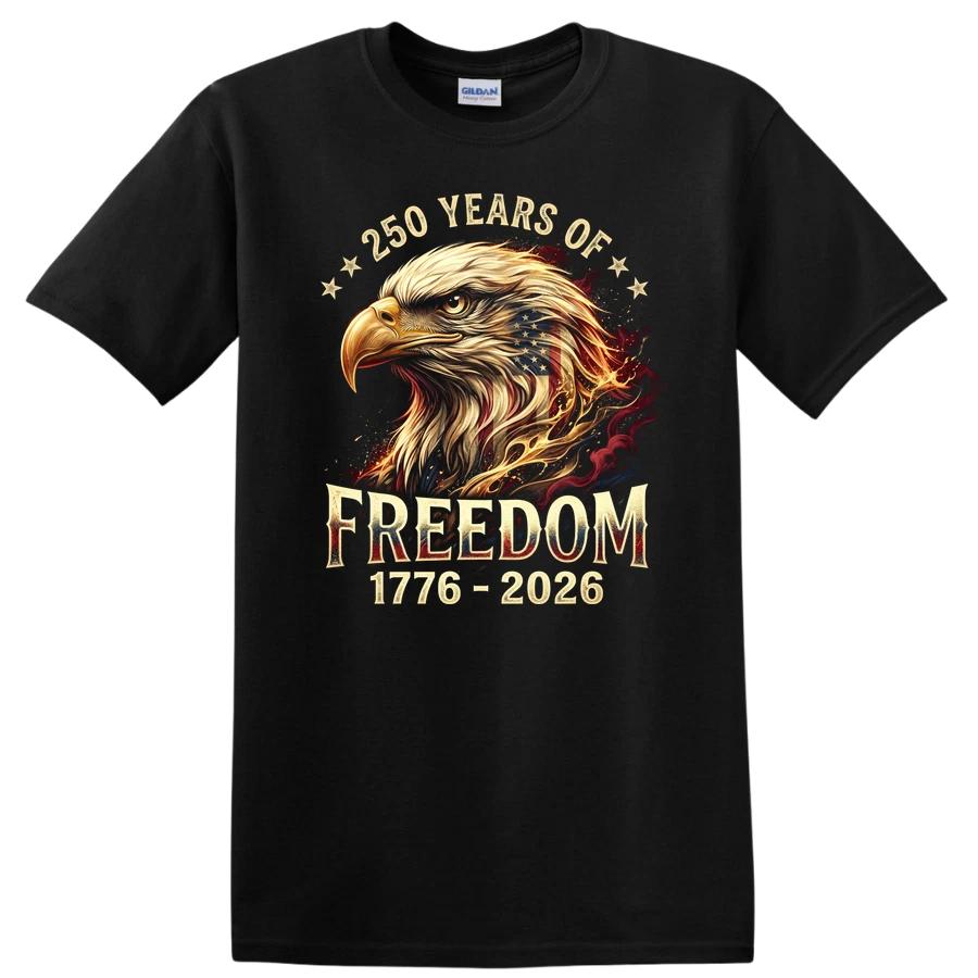 250 Years of Freedom Eagle American Flag T Shirt Celebrating 1776-2026 Tee XXXXL