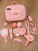Children Pretend Play Pink Makeup Bag Wooden Play House Toys Simulation Girl Make Up Set Dressing Table Cosmetics Toys Gift