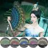 1PC Folding Fan Colorful Peacock Feather Home Decoration Embroidery Sequin High Quality Dance Hand Fans
