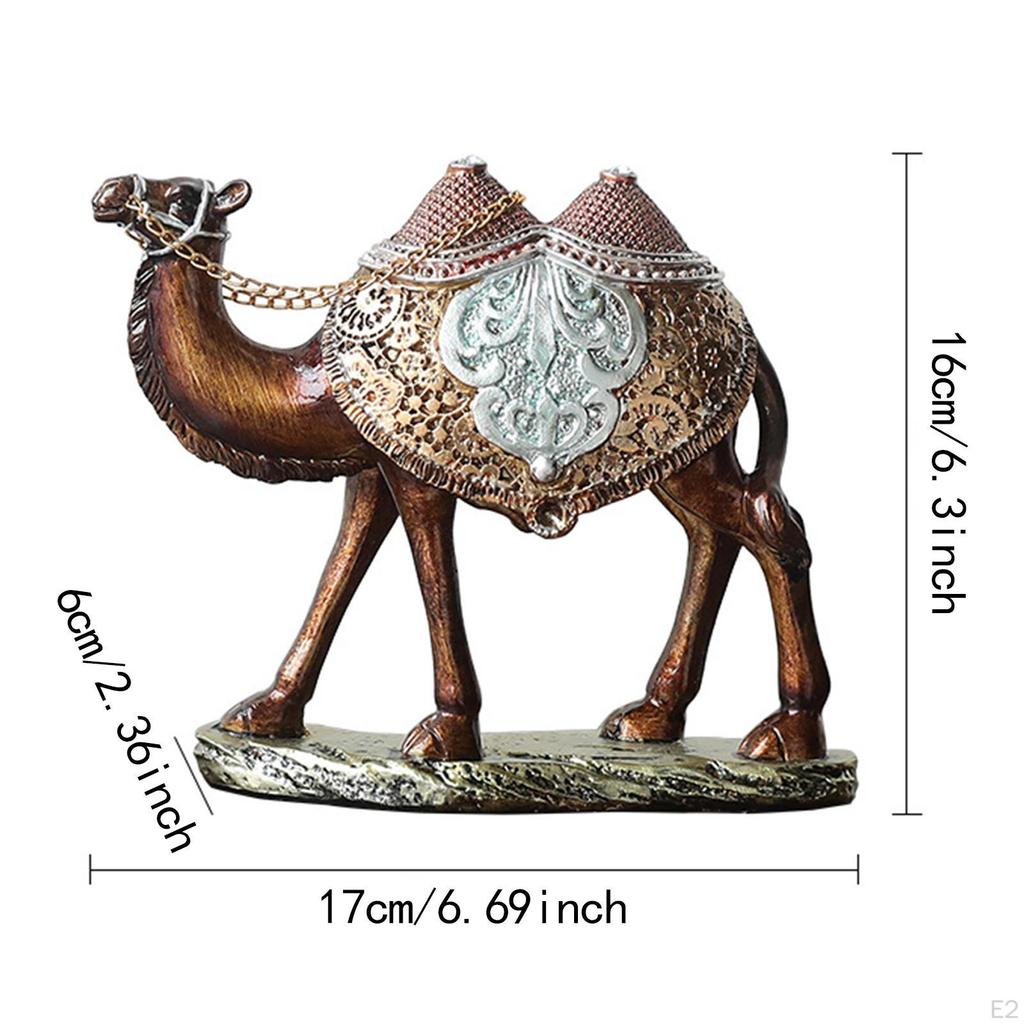 Camel Figurine for Tabletop Display, Home Decor, Resin Animal Sculpture Living Room And Office