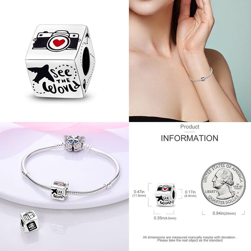 Charm Copper Travel Airplane Earth Beads Pendant Fit Original Bracelet Diy Fine Jewelry Charms