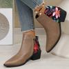 European, American and bare boots autumn and winter large size short boots elastic foot cover pointed thick heel leather boots