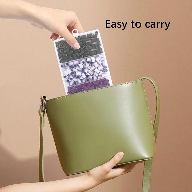 150Pcs Color Coarse Fine Nail Sanding Bands and 2Pcs Nail Drill Bits Mandrel Bits Portable Storage Box Set