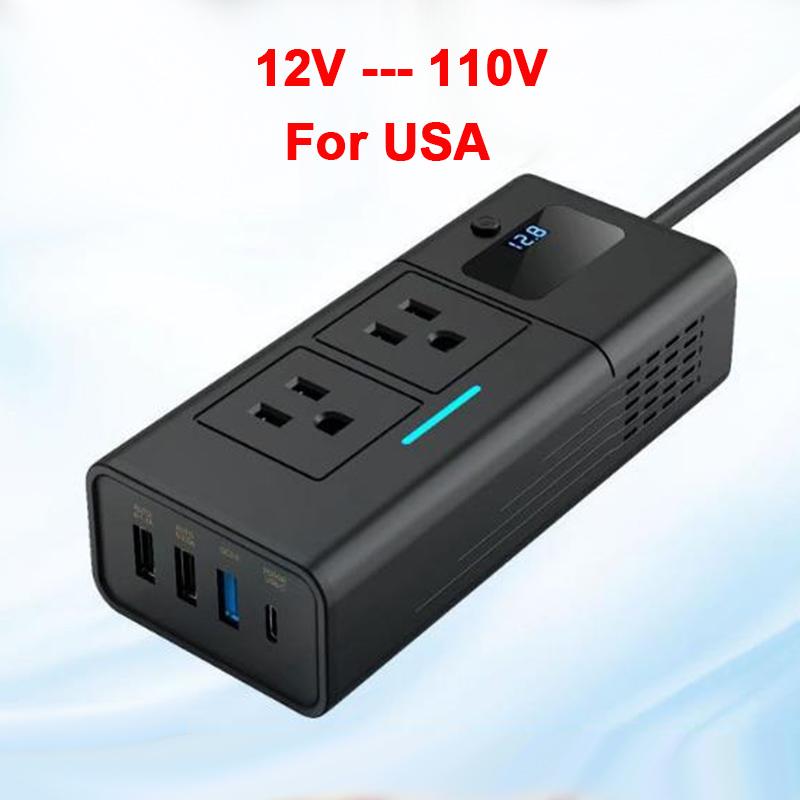 Autoinvertor AC 12V na DC 220V Měnič napětí a výkonu 200W pro 12V vozidla