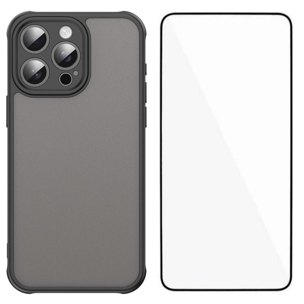 For iPhone 15 Pro Case with Screen Film WANLONFENG FD Series Skin Touch TPU PC Phone Back Cover