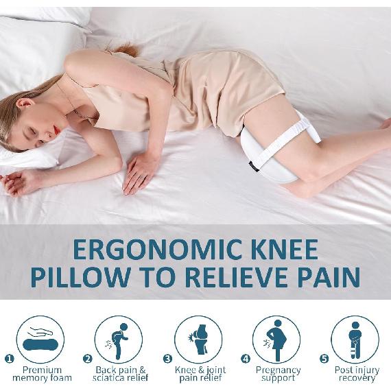 Knee Pillow for Side Sleepers, Memory Foam Leg Pillow for Side Sleeping, Between Legs Pillow for Back Hip Pain, Spine Aligning, Sciatica,