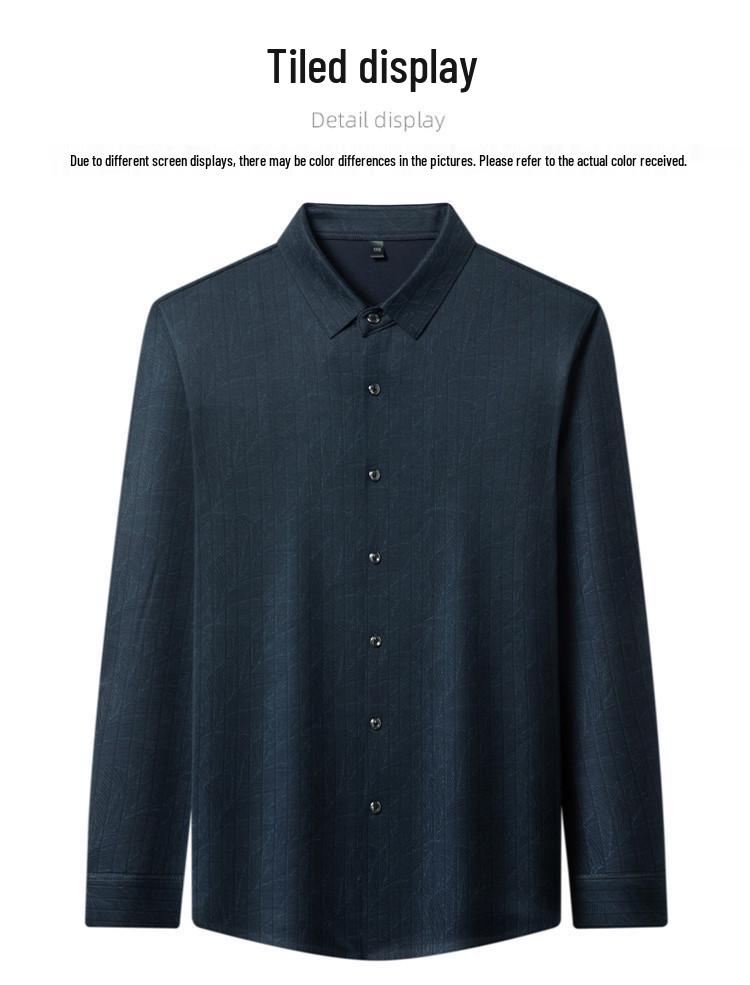 Autumn Seamless High-Elastic Men's Non-Iron Wrinkle-Resistant Long Sleeve Business Shirt