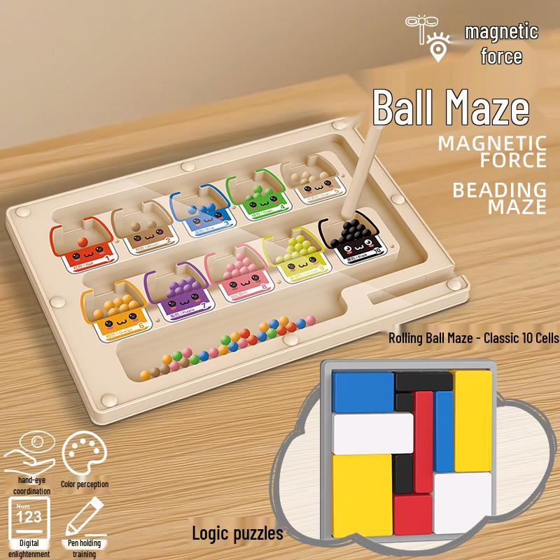 Children’s Magnetic Bead Maze Toy - Focus, Logical Thinking, Color Sorting, Early Education
