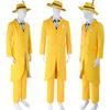 Jim Carrey La Máscara Película de Comedia Traje Amarillo Corbata Tirantes Accesorios Set Completo Halloween Fiesta de Carnaval Juego de Rol para Hombres