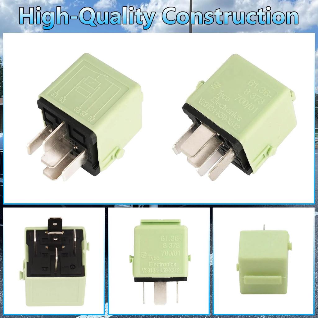 Multipurpose White Green Relay 5 Pin Automotive Relay - Plug In Installation - Compatible