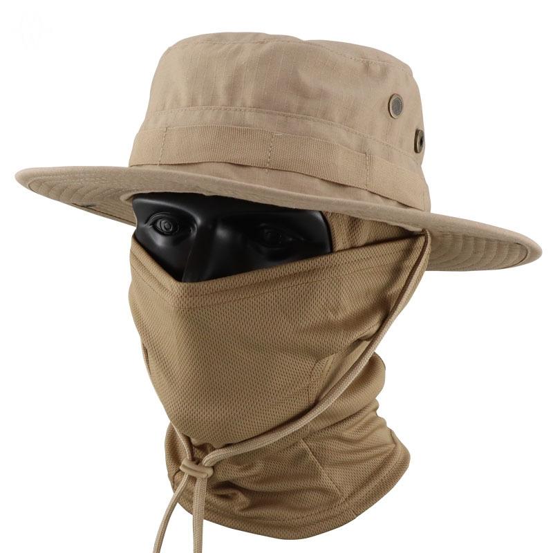 Camouflage Boonie Cap & Balaclava Set, Foldable Soft Wide Brim Hat Sunscreen Caps for Outdoor Hunting Fishing