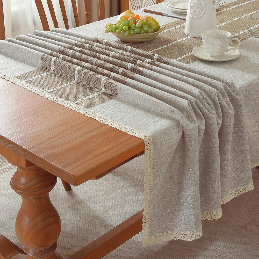 Amazon Popular Thickened Imitation Cotton And Linen Dining Table Cloth Lace Home Square Wear-Resistant Manufacturer Spot