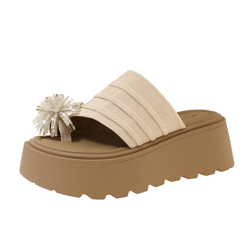 Women Thick Sole Roman Sandals Leopard Casual Slippers 34