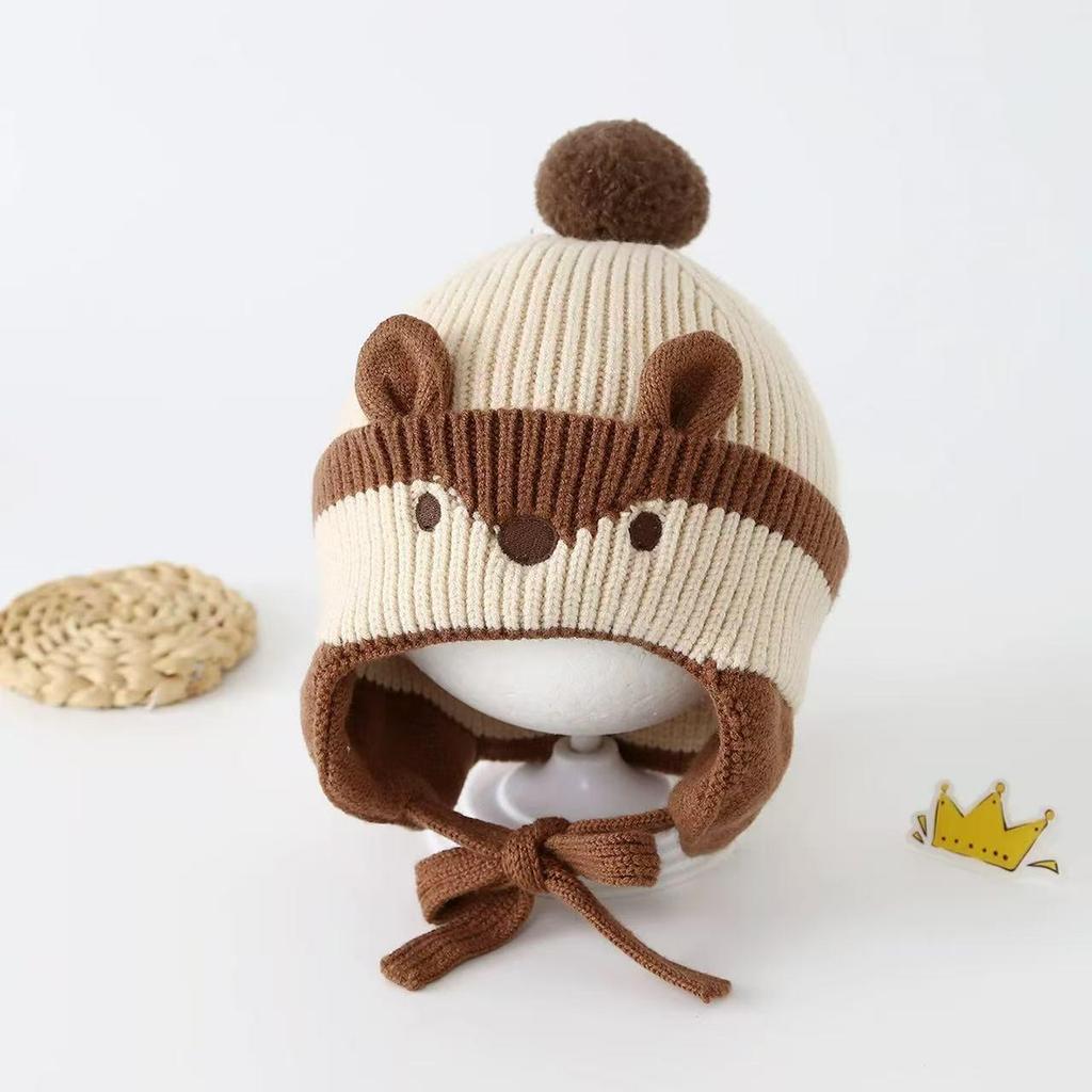 Autumn/Winter Baby Cute Adorable Wool Hat with Ear Protection for Boys & Girls - Thick & Warm Cartoon Design