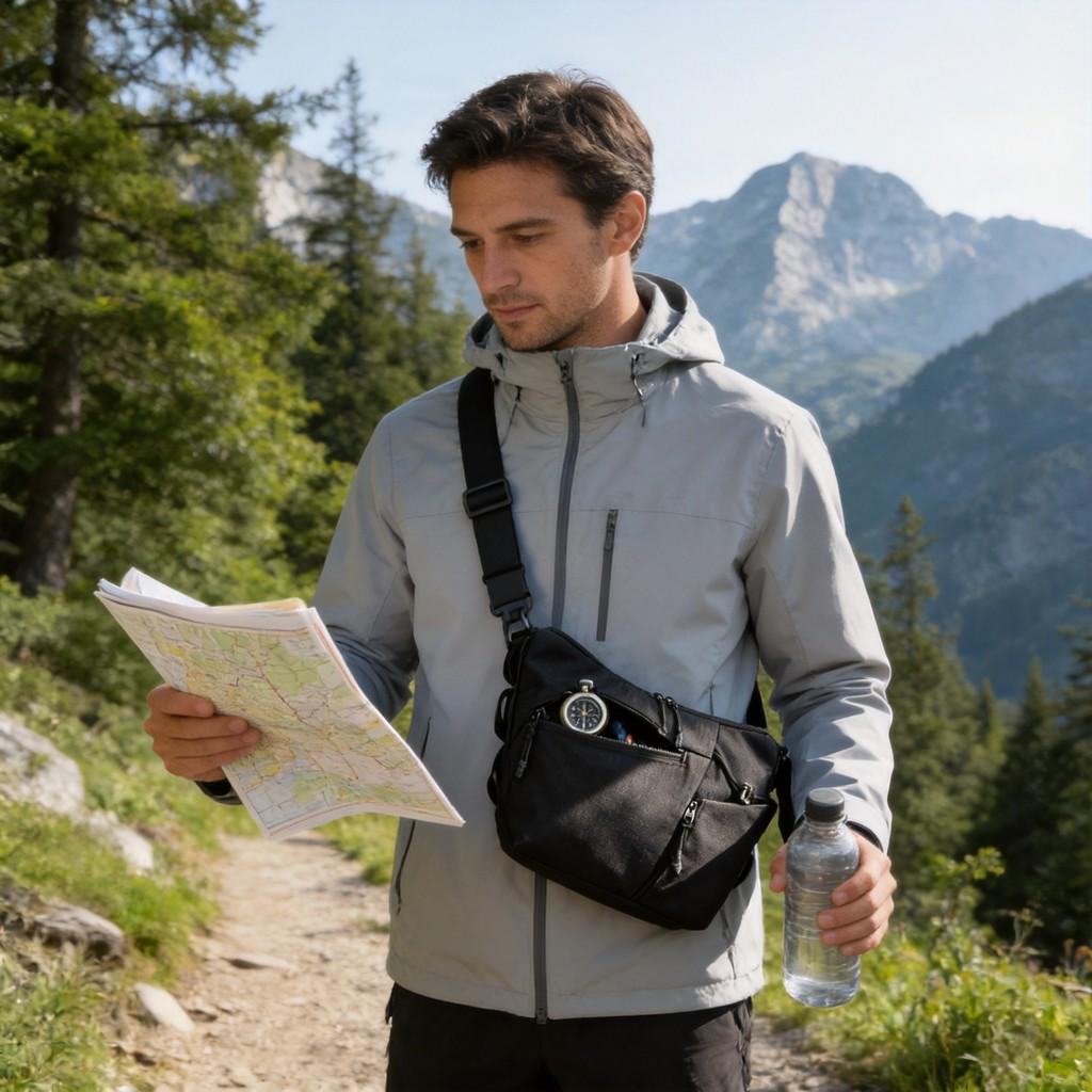 Oxford Fabric Mens Single Shoulder Bag With Waterproof Design For Outdoor Hiking And Cycling