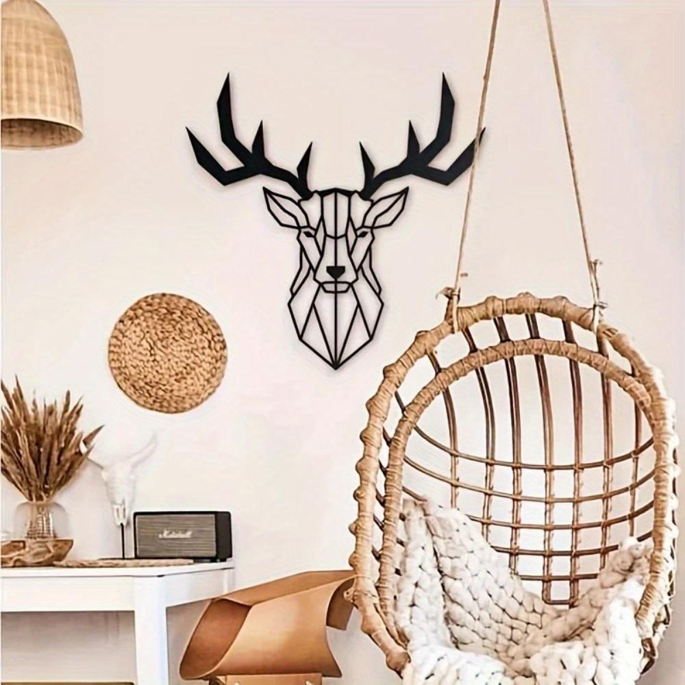 Black Metal Elk Design Wall Hanging Art Gift for Home Office Decor