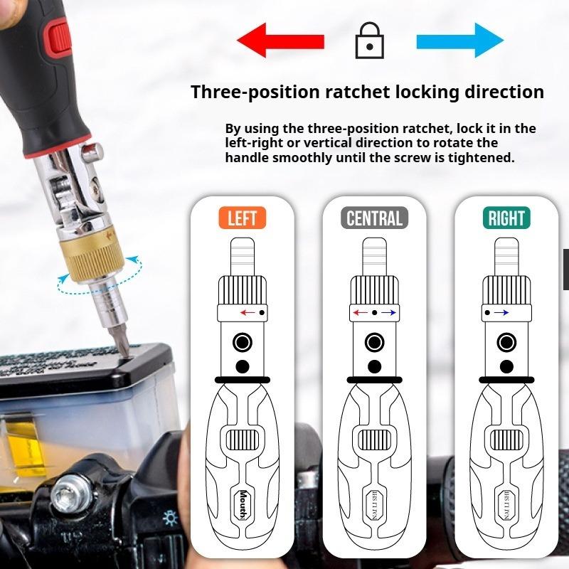 Ratchet Screwdriver Tool Set 10-in-1 Multi-Angle Reversible