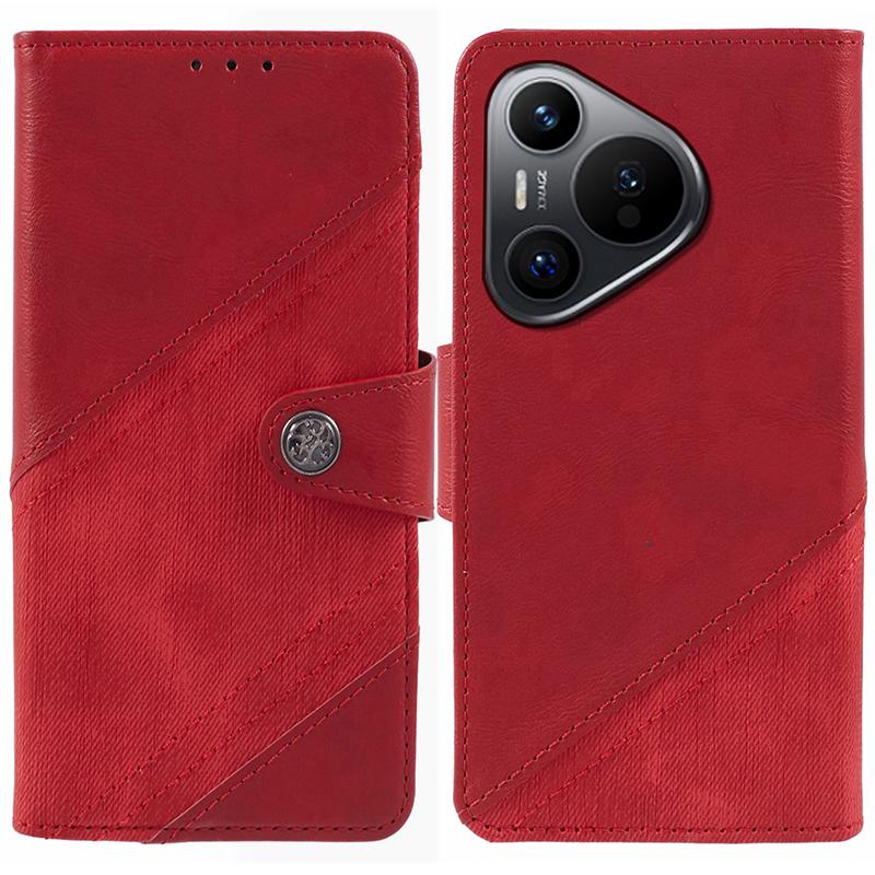 

For Huawei Pura 70 Case PU Leather Phone Cover Stand Shockproof TPU Inner Red