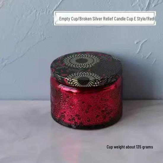 Embossed Glass Jar: DIY Flameless Scented Candle Cup with Colored Pattern